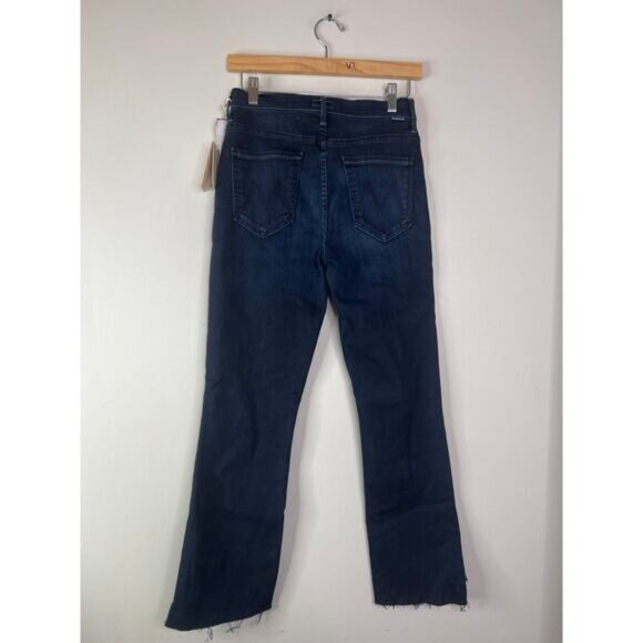 NWT Mother The Insider Crop Step Fray Raw-Cut Zip Denim Jeans Night Tripper - Picture 7 of 9